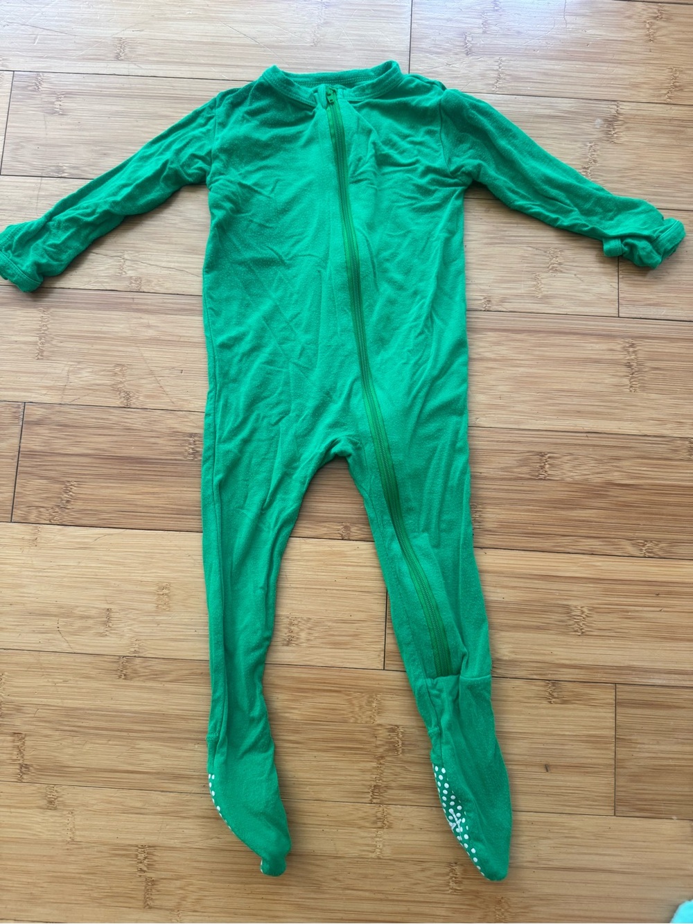 Kickee Pants Green Footed One-Piece Zipper Pajamas